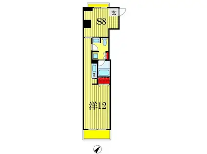 アリーム稲毛海岸(ワンルーム/3階)の間取り写真