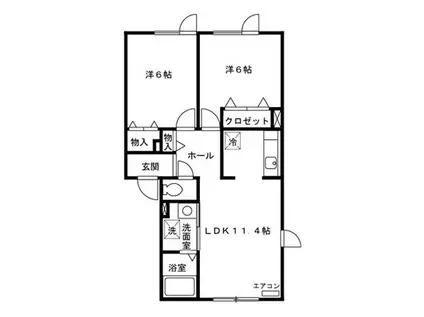 コモンドエル御幸(2LDK/1階)の間取り写真