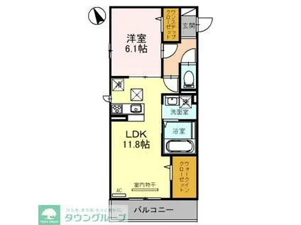 アリュール(1LDK/2階)の間取り写真