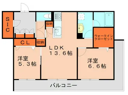 ジョルノフェリーチェ門松(2LDK/3階)の間取り写真
