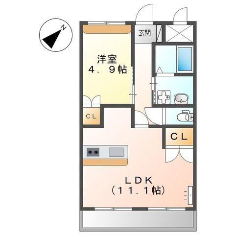 プランドール・アムール SY(1LDK/1階)の間取り写真