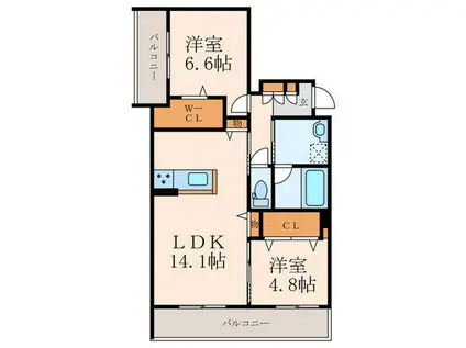 グランカルム足立(2LDK/2階)の間取り写真