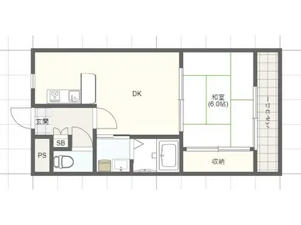 ドルミ西村(1DK/4階)の間取り写真