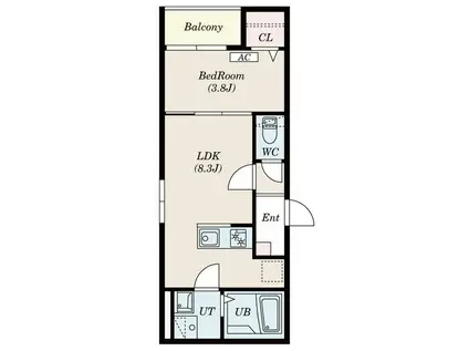 CALM大江(1LDK/3階)の間取り写真