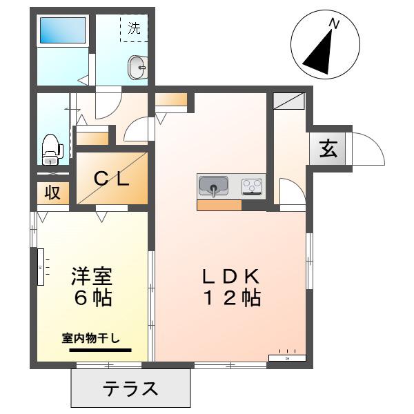 ジーヴォ浜町(1LDK/1階)の間取り写真