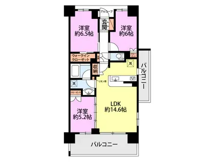 ブレッソ直江津(3LDK/9階)の間取り写真