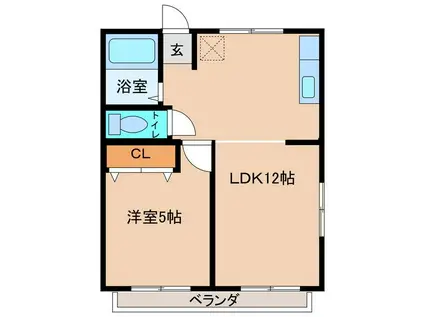 ISコーポ(1LDK/1階)の間取り写真