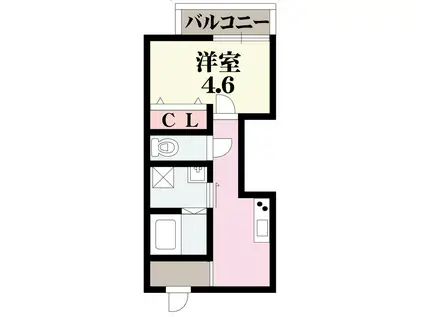 ソエル海塚(1K/1階)の間取り写真