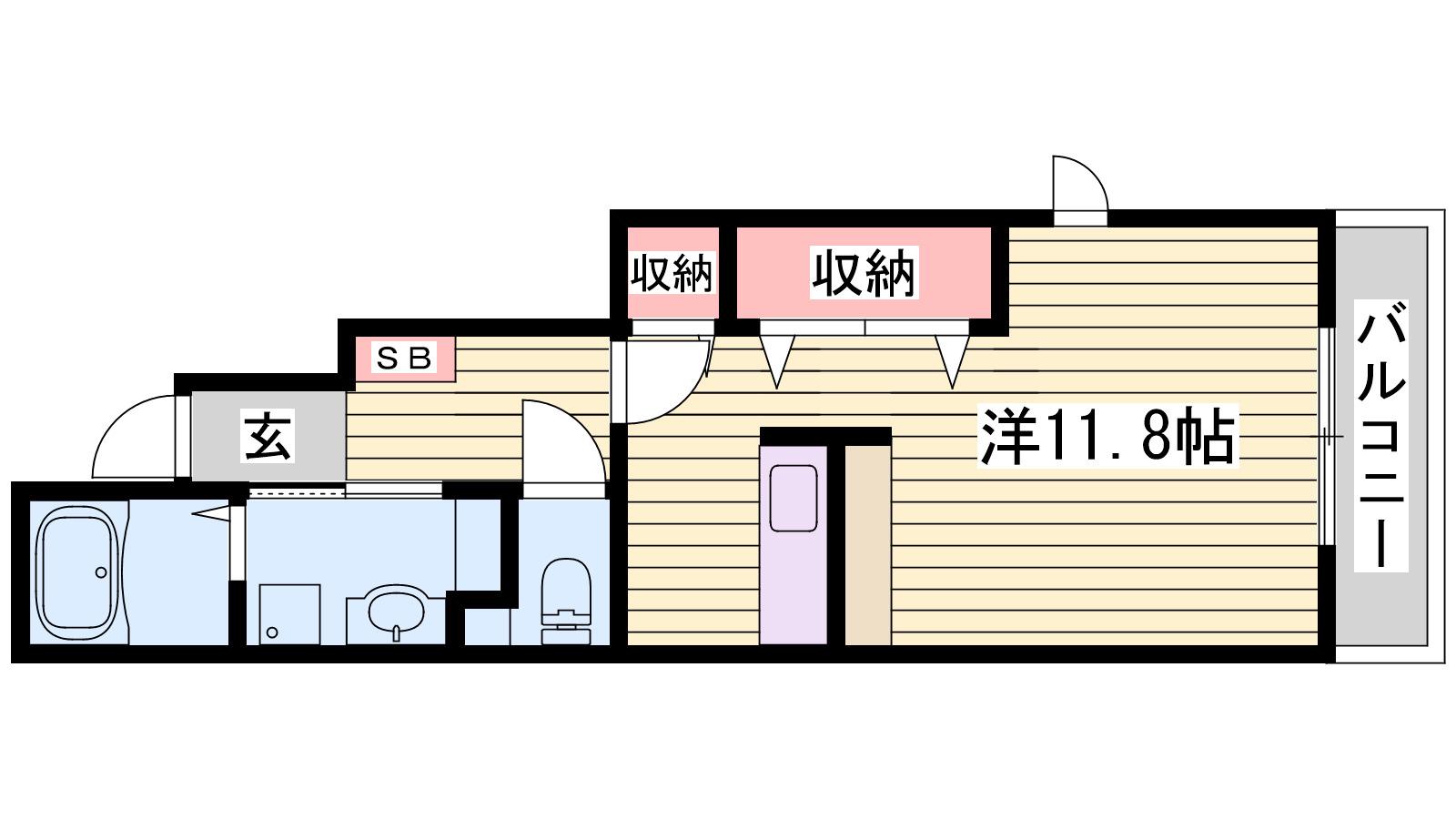 ヴァンベールII(1K/1階)の間取り写真