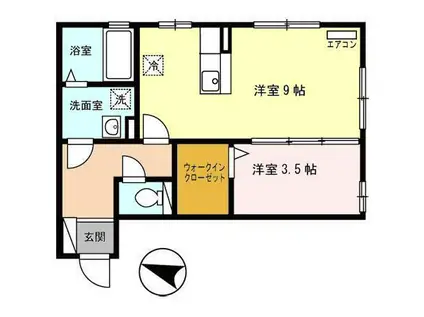 マノワール・リヴィエール II(1LDK/2階)の間取り写真
