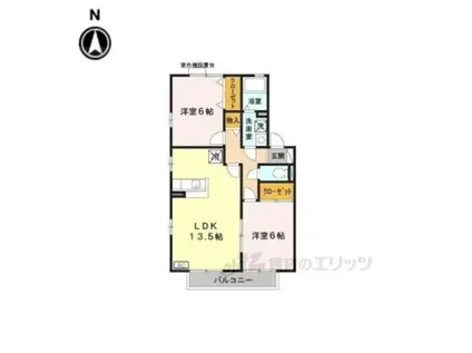 グリーンヴィレッジあいB(2LDK/2階)の間取り写真