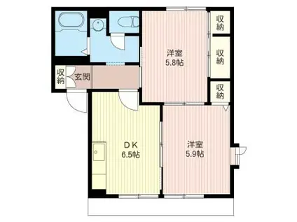 メルヴィーユ大住台B(2DK/1階)の間取り写真