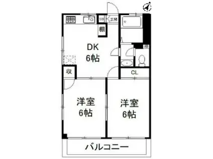 ニューコーポ中島(2DK/3階)の間取り写真