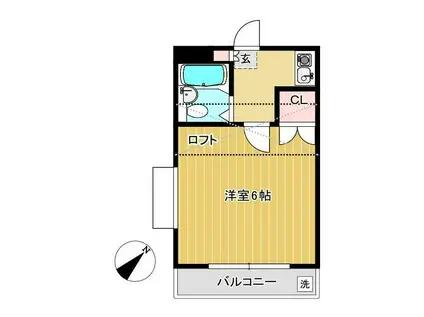 ノースバレー(1K/1階)の間取り写真