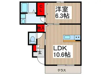 ラルーチェ(1LDK/1階)の間取り写真