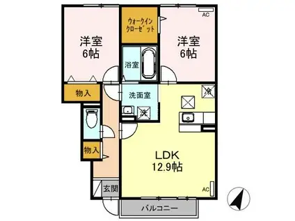 クレールシャンブル II(2LDK/1階)の間取り写真