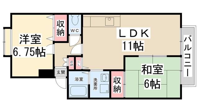 サニーヒルうね野(2LDK/2階)の間取り写真