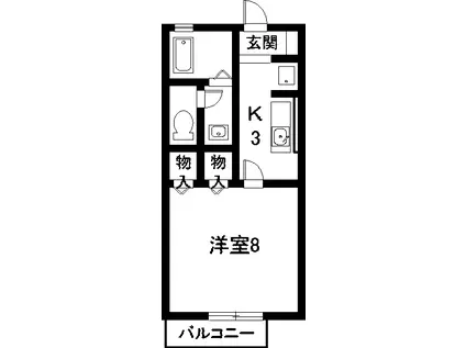ジュネス7(1K/2階)の間取り写真