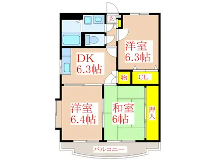 コーポラスソレイユ(3DK/2階)の間取り写真