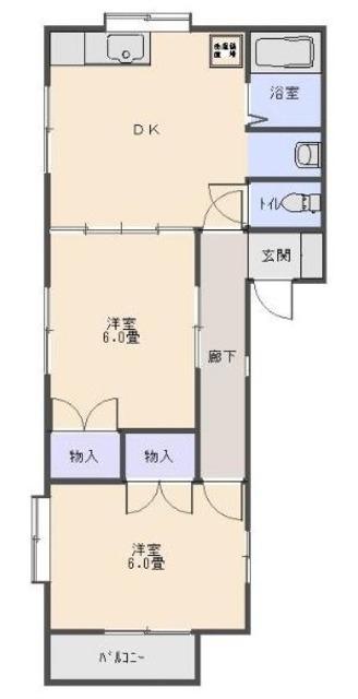レジデンス小山(2DK/1階)の間取り写真