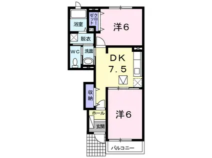 エスポワールI(2DK/1階)の間取り写真