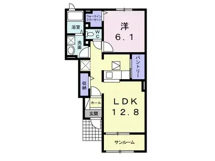 フレックス ガーデン 壱番館(1LDK/1階)の間取り写真