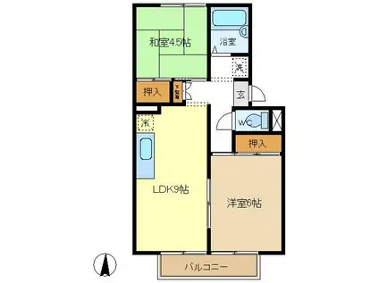 長野ハイツB(2DK/2階)の間取り写真