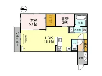 D-ROOM日前宮前(1SLDK/3階)の間取り写真