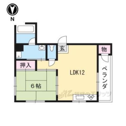 地下鉄烏丸線 五条駅(京都市営) 徒歩3分 9階建 築45年(1LDK/8階)の間取り写真