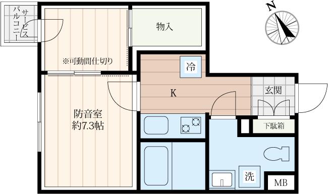 クリオ ラモード新江古田サウンドテラス(1K/2階)の間取り写真