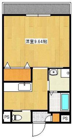 SKビル(1K/2階)の間取り写真