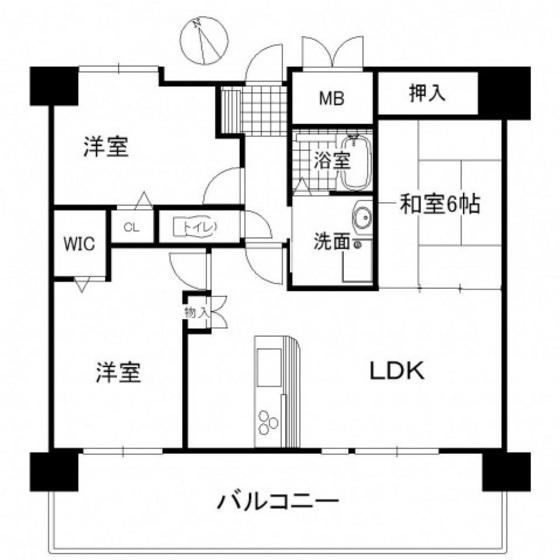 サンシティ吉島通(3LDK/6階)の間取り写真