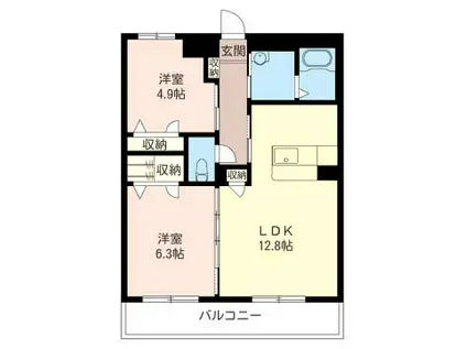 ボナール(2LDK/1階)の間取り写真