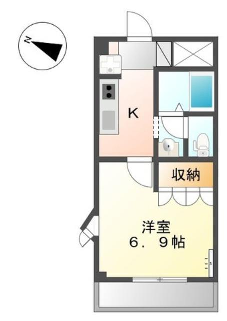 ポートM(1K/2階)の間取り写真