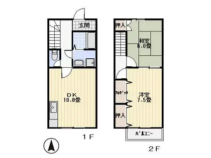 ヴィラ・リヴィエール(2LDK/1階)の間取り写真
