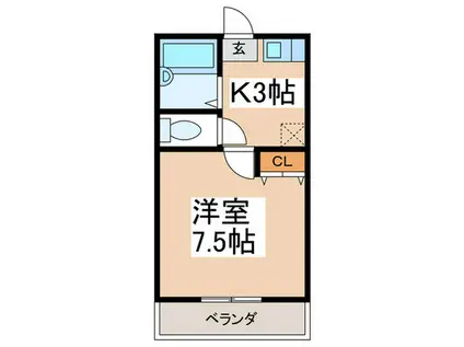 カデット三新(1K/1階)の間取り写真
