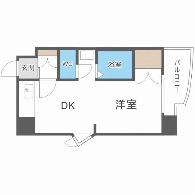エンドレス三井北16条(1DK/5階)の間取り写真