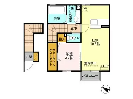 ヴァルール吾妻(1LDK/2階)の間取り写真