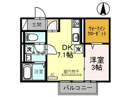 アジ―ロコート(1DK/2階)の間取り写真