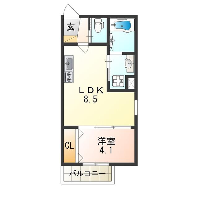 メゾンウエスト(1LDK/1階)の間取り写真