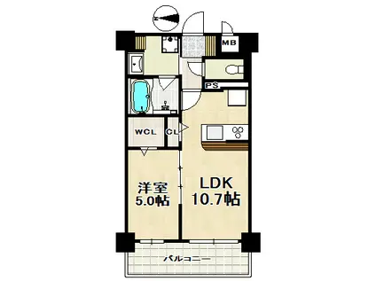 プレスト北中振(1LDK/2階)の間取り写真