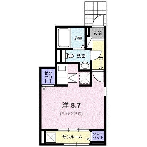 サンエルフIV(1K/1階)の間取り写真
