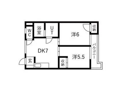 Tテラス赤坪(2DK/4階)の間取り写真