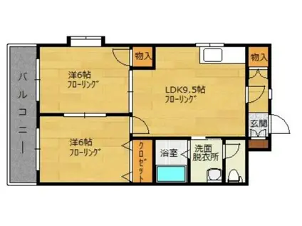 シャトレ冨永V(2LDK/2階)の間取り写真