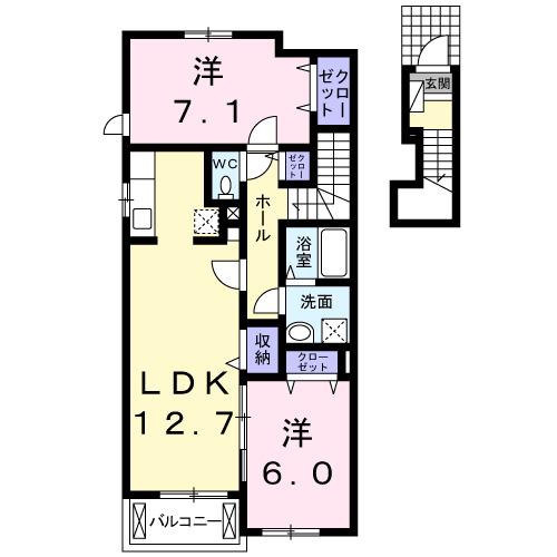 エトワールC(2LDK/2階)の間取り写真