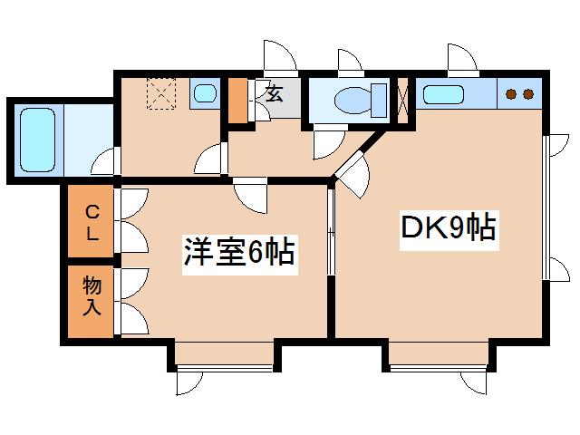 レインボーハイツ(1DK/2階)の間取り写真