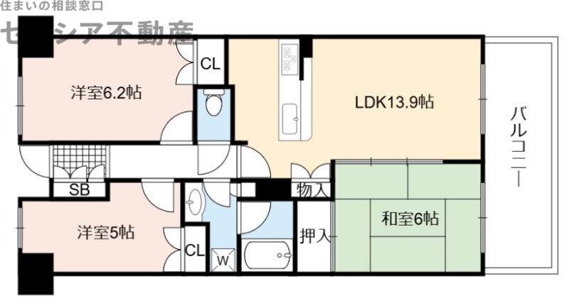 森都OSAKAウエストヴィル(3LDK/8階)の間取り写真