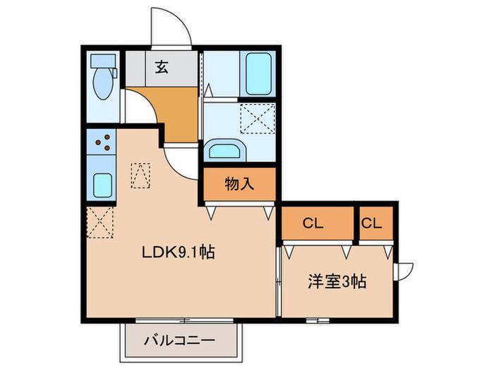 D-ROOM八帖北町(1LDK/1階)の間取り写真