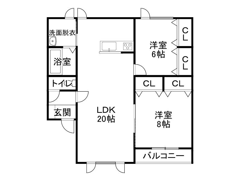 JR根室本線 帯広駅 徒歩23分 3階建 築14年(2LDK/2階)の間取り写真
