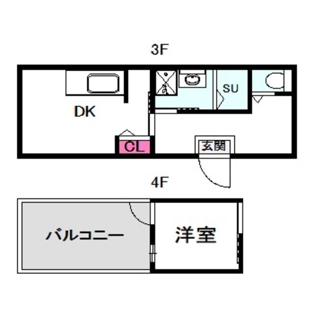 メゾン・シン(1DK/3階)の間取り写真
